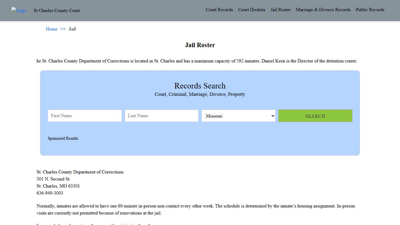 Jail Roster St. Charles County Court
